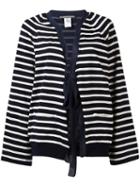 Alberta Ferretti Striped Tie-fastening Cardigan, Women's, Size: 40, Blue, Cotton/silk