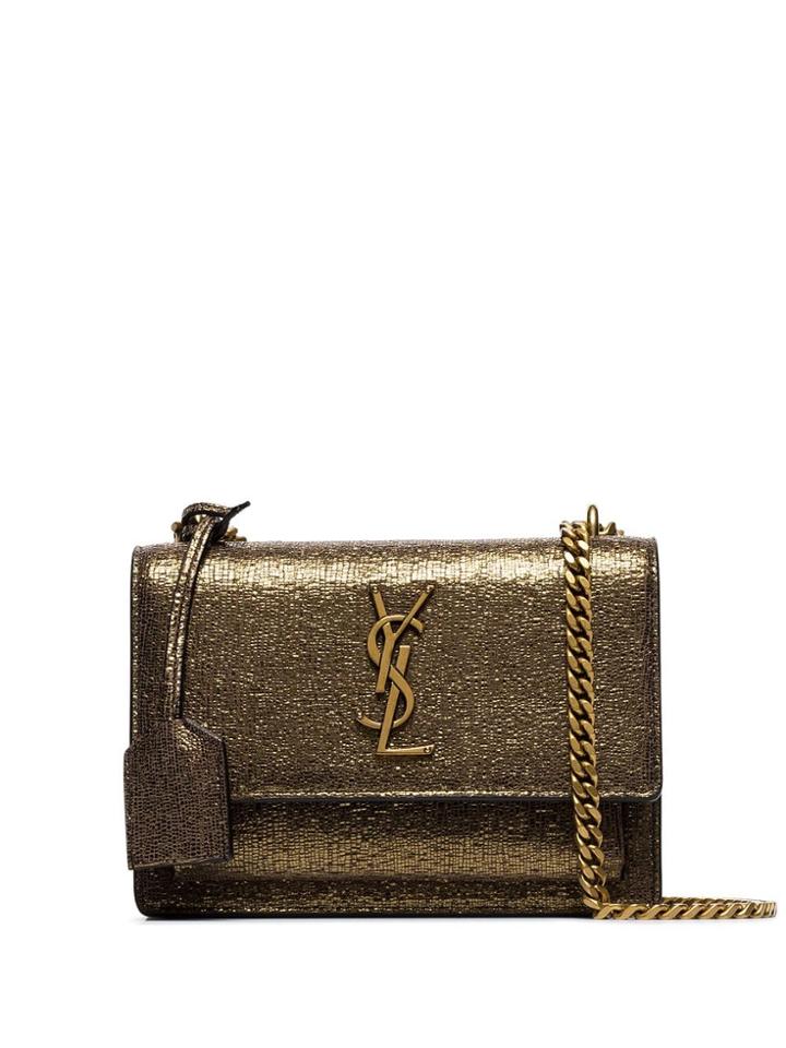 Saint Laurent Small Sunset Metallic Shoulder Bag - Gold