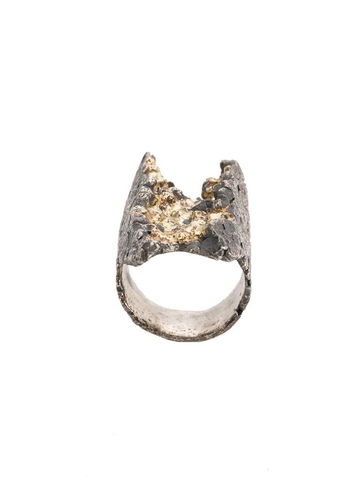 Tobias Wistisen Textured Ring, Men's, Size: 64, Metallic