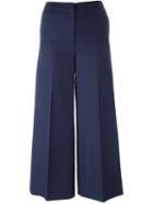 Sonia Rykiel Wide Leg Cropped Trousers, Women's, Size: 36, Blue, Cotton/linen/flax