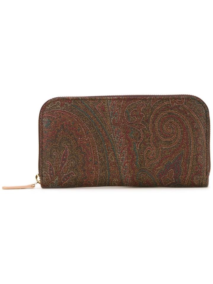 Etro Abstract Print Zipped Wallet - Brown
