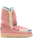 Mou Stitch Detail Boots - Pink