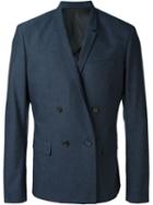 Juun.j Textured Double Breasted Blazer, Men's, Size: 48, Blue, Cotton/polyurethane/polyester