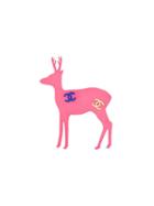 Chanel Vintage Reindeer Logo Brooch, Women's, Pink/purple