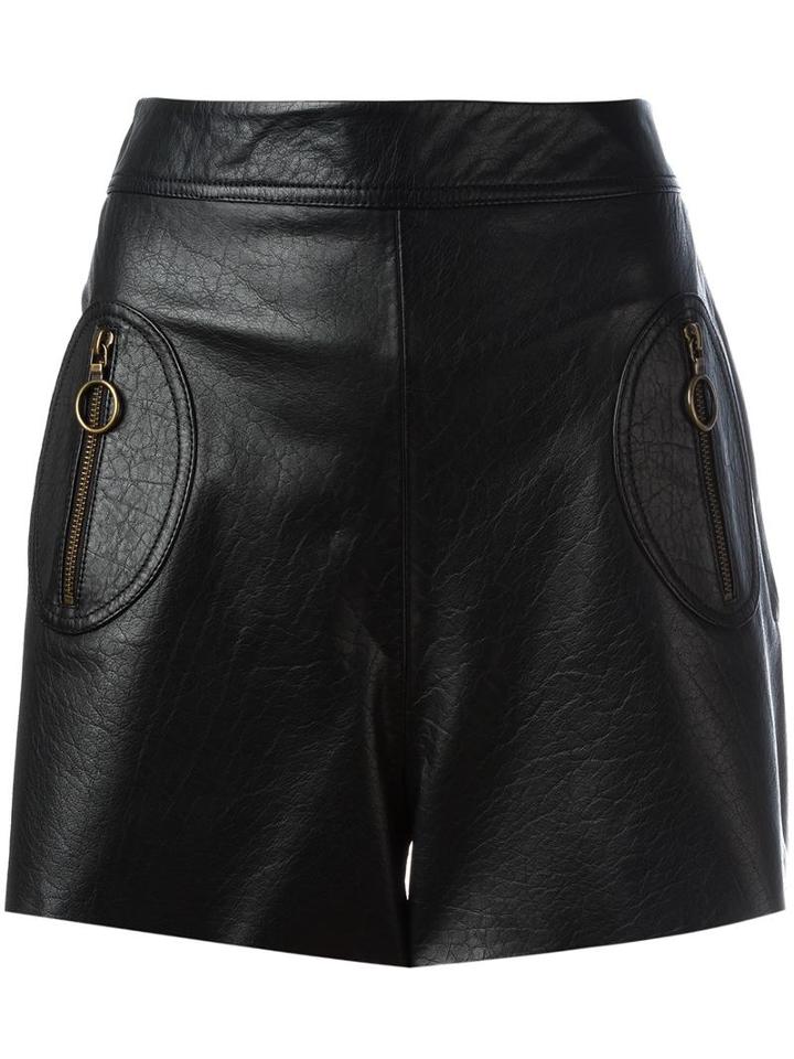 Philosophy Di Lorenzo Serafini High-rise Leather Shorts, Women's, Size: 42, Black, Buffalo Leather