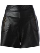 Philosophy Di Lorenzo Serafini High-rise Leather Shorts, Women's, Size: 42, Black, Buffalo Leather