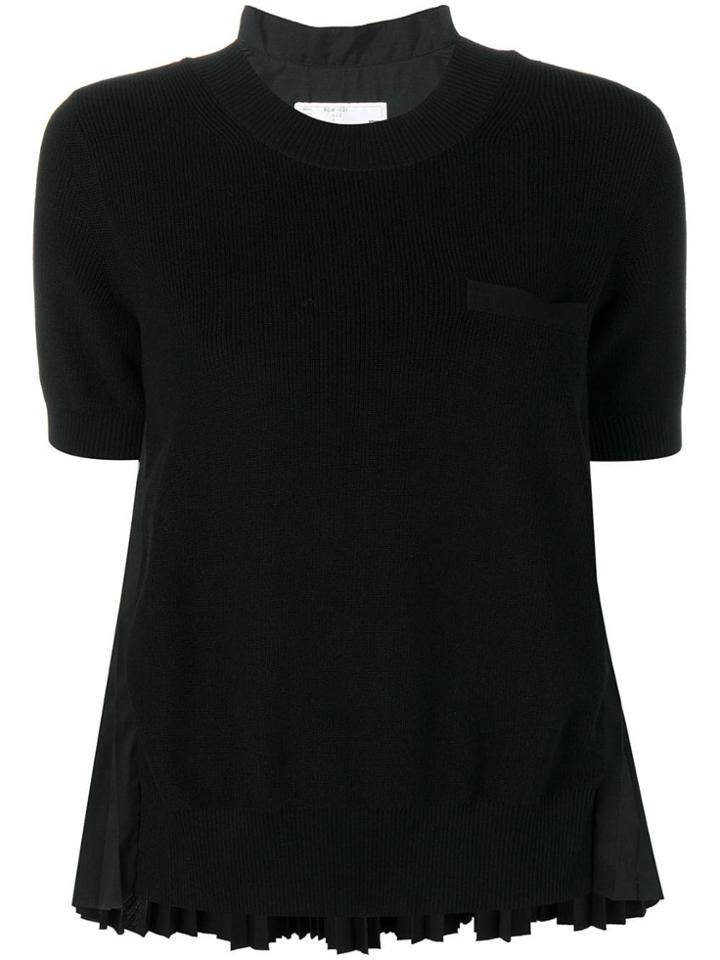 Sacai Pleated Back Knitted Top - Black