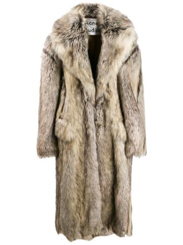 Acne Studios Double-breasted Faux Fur Coat - Neutrals