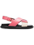 Marni Pink Fussbett Cross-over Leather Sandals - Pink & Purple