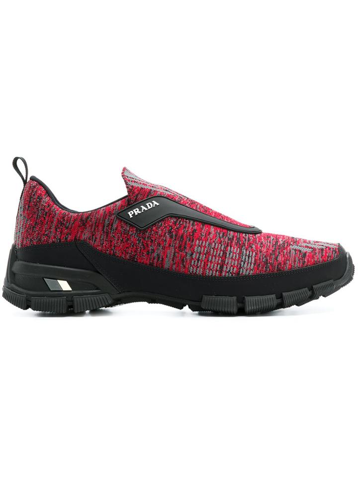Prada Cross Action Slip-on Sneakers - Red