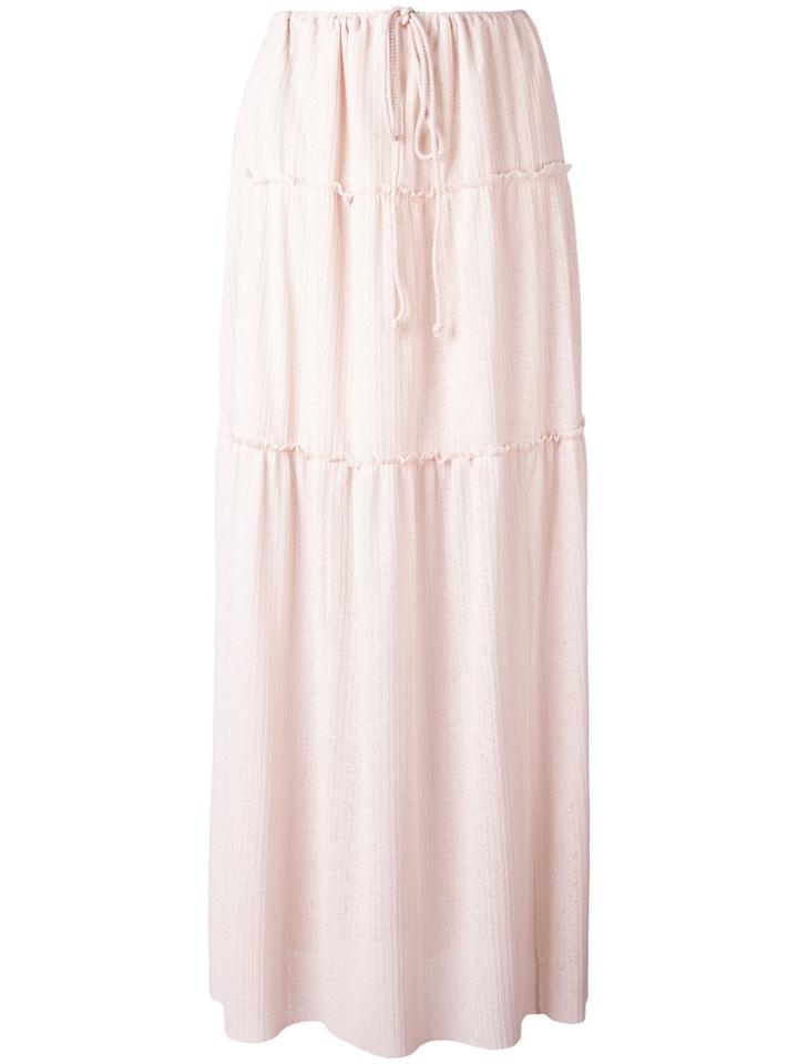See By Chloé Pleated Maxi Skirt - Pink & Purple