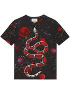 Gucci Space Snake Print T-shirt - Black