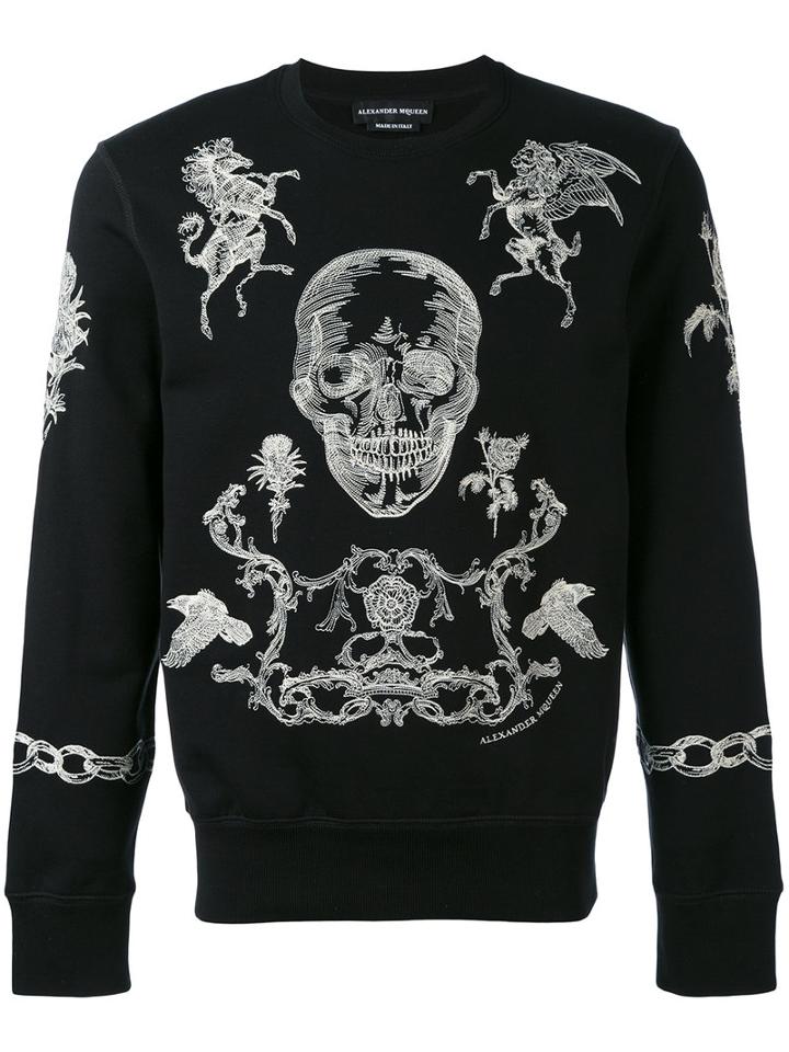 Alexander Mcqueen - Embroidered Sweater - Men - Cotton - L, Black, Cotton