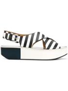 Flamingos Striped Open-toe Sandals - Black