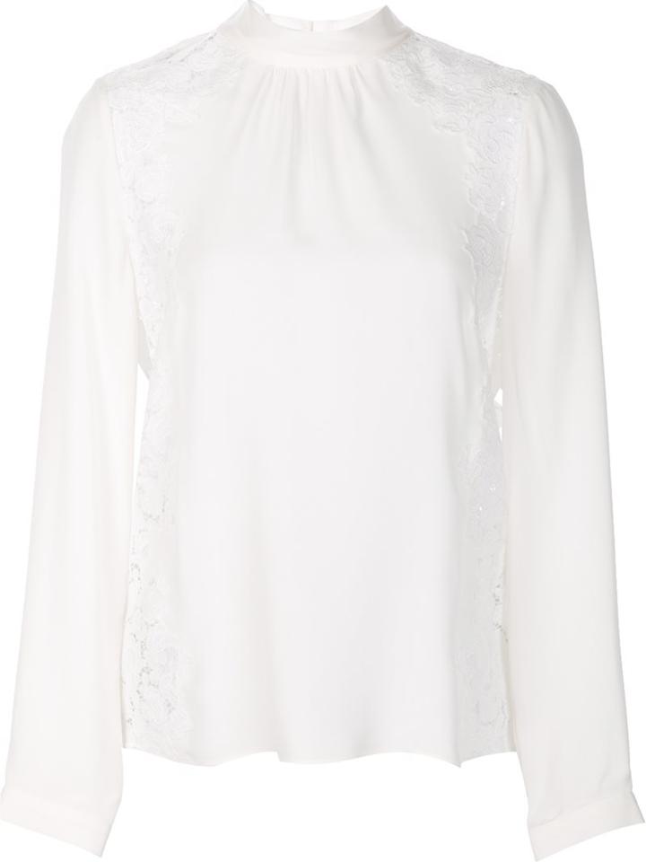 Rebecca Taylor Lace Inserts Blouse, Women's, Size: 0, White, Silk