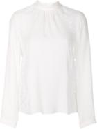 Rebecca Taylor Lace Inserts Blouse, Women's, Size: 0, White, Silk