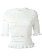 3.1 Phillip Lim Knitted Lace-detail Top, Women's, Size: Medium, White, Viscose/nylon/polyester/spandex/elastane