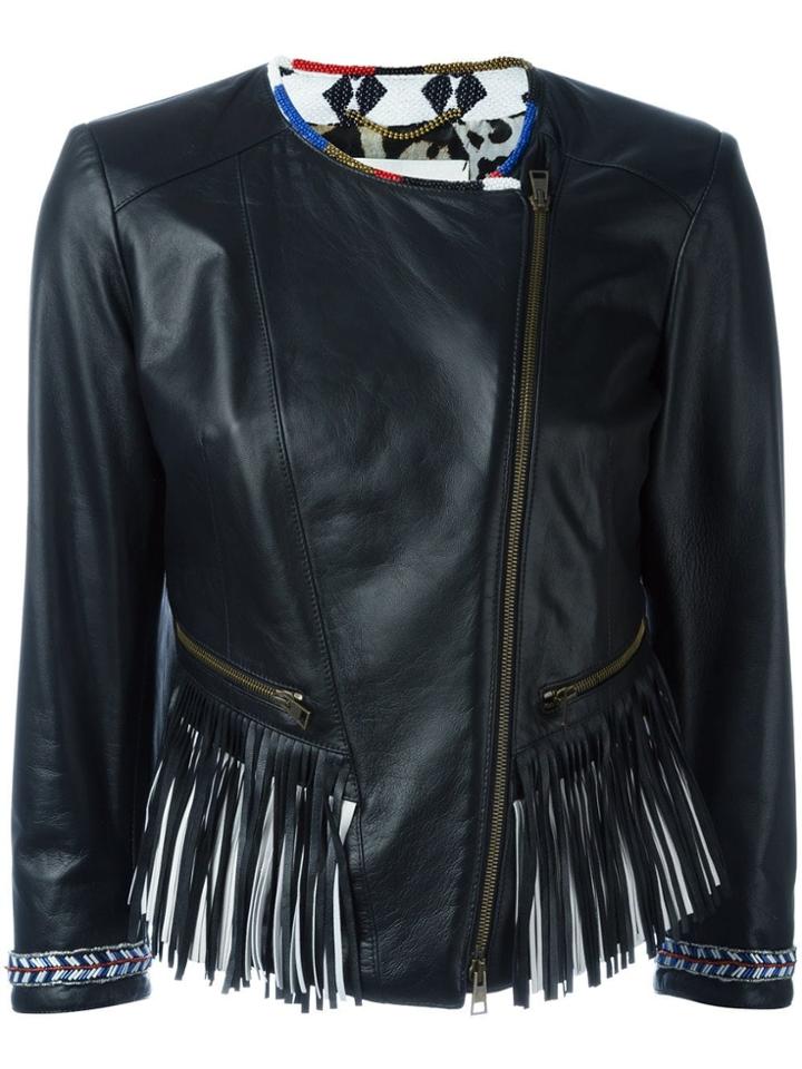 Bazar Deluxe Fringed Biker Jacket - Black