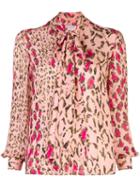 Carolina Herrera Leopard Print Tie Blouse - Pink