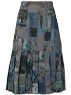 Jean Louis Scherrer Vintage Pleated Hem Skirt - Grey