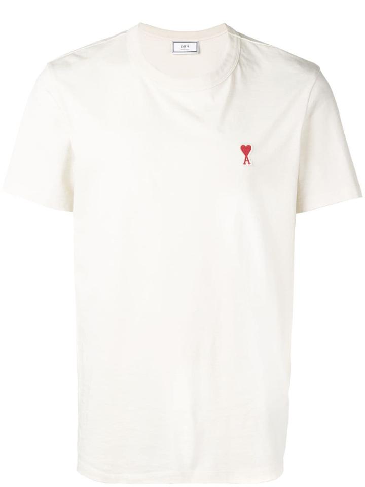 Ami Alexandre Mattiussi Crewneck Tee With Red Ami De Coeur Patch -
