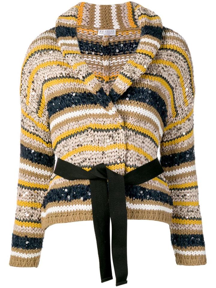 Brunello Cucinelli Striped Cardigan - Co806 Avana