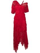 Preen By Thornton Bregazzi Asymmetric Ruffled Dress - Red