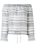 Theory - Off-shoulders Striped Blouse - Women - Silk/cotton - S, Blue, Silk/cotton