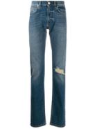 Versace Distressed-effect Straight-leg Jeans - Blue