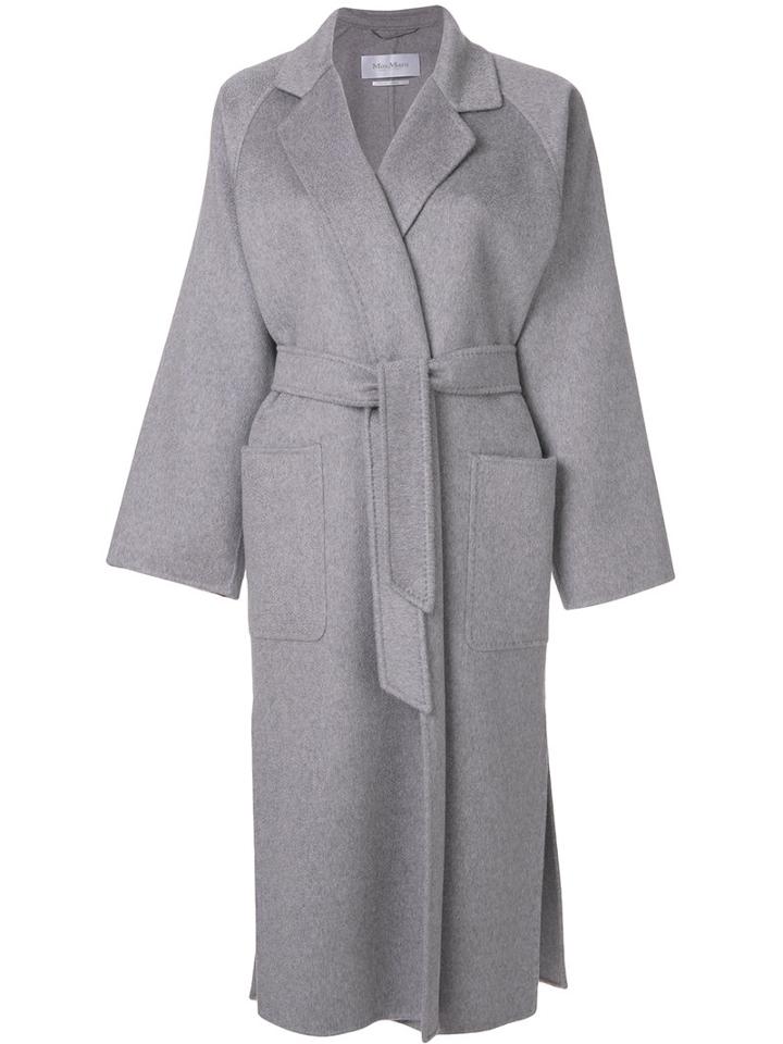 Max Mara - Belted Long Coat - Women - Cashmere/virgin Wool - 40, Grey, Cashmere/virgin Wool