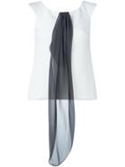 Armani Collezioni Foulard Detail Sleeveless Top, Women's, Size: 44, White, Cotton/spandex/elastane/polyamide/silk