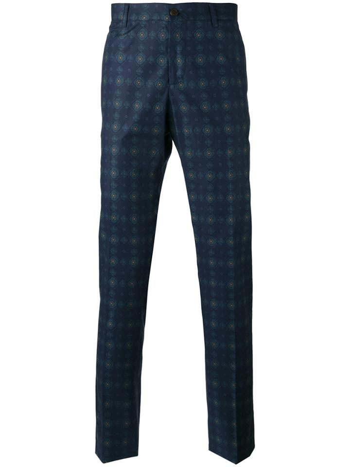 Etro Arabesque Print Trousers - Blue