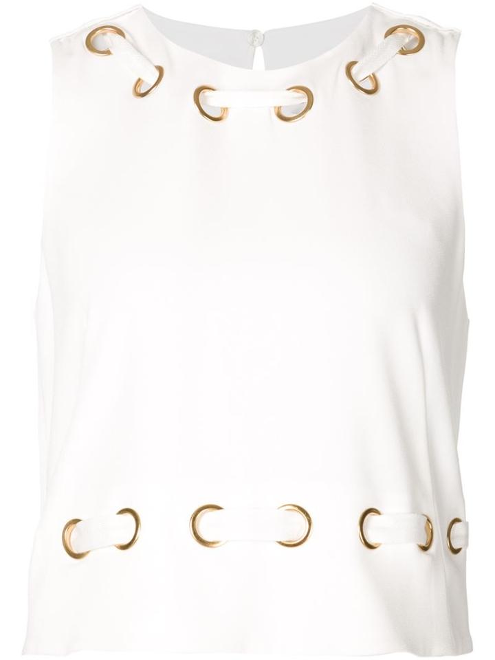 Derek Lam 10 Crosby Eyelet Detail Tank Top, Women's, Size: 0, White, Triacetate/polyester