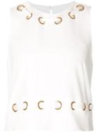 Derek Lam 10 Crosby Eyelet Detail Tank Top, Women's, Size: 0, White, Triacetate/polyester