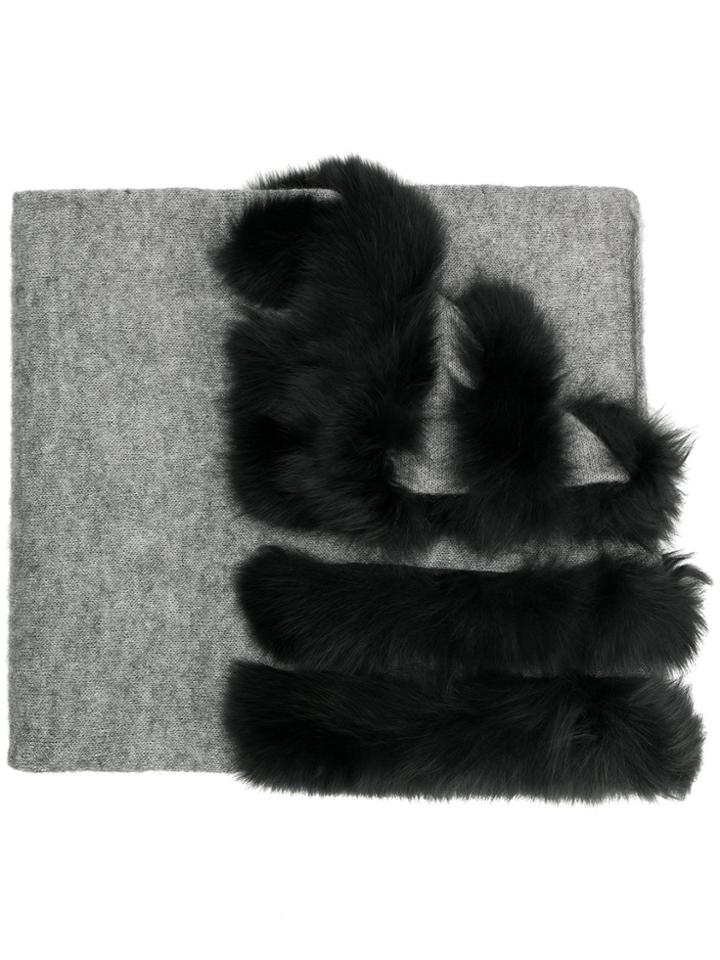 Charlotte Simone Fur Panelled Scarf - Grey