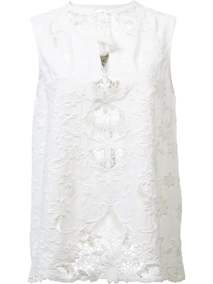 Sea Macrame Embroidered Blouse, Women's, Size: 0, White, Cotton
