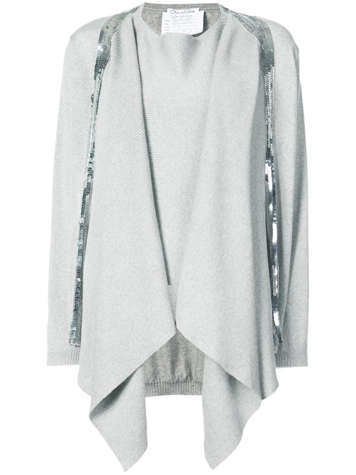 Oscar De La Renta Sequin-embellished Draped Jumper - Grey
