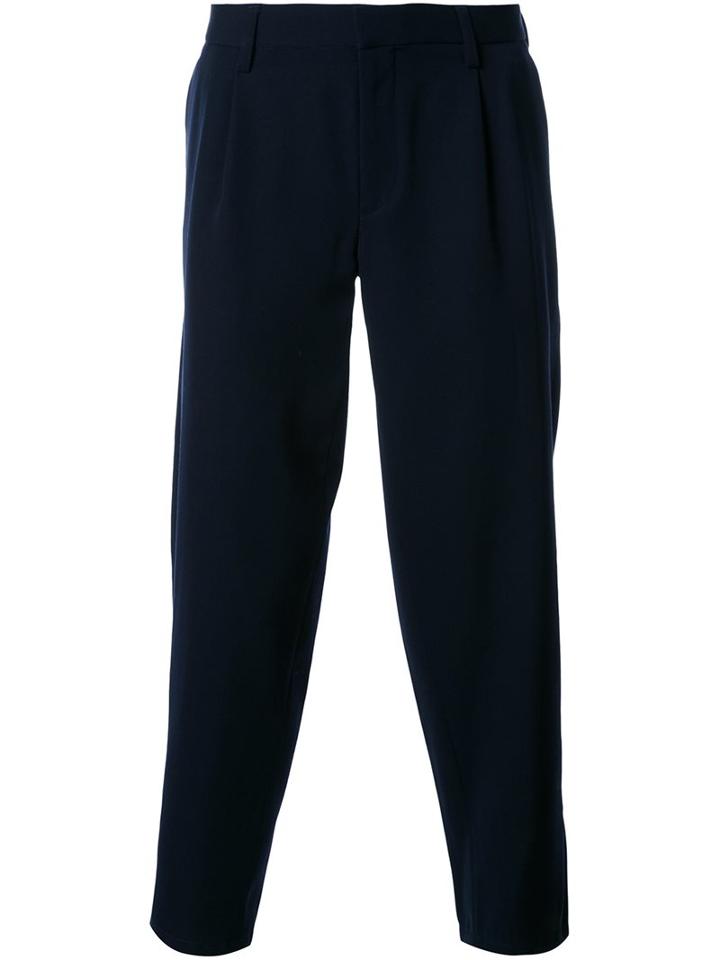 Kolor Tapered Cropped Trousers, Men's, Size: 2, Blue, Wool