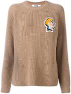 Msgm Beaded Face Patch Jumper, Women's, Size: Small, Nude/neutrals, Virgin Wool