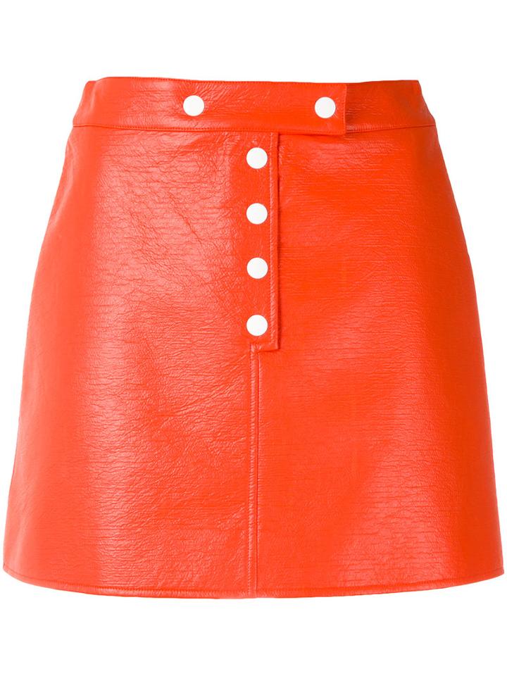 Courrèges - Buttoned Mini-skirt - Women - Cotton/polyurethane/acetate/cupro - 38, Red, Cotton/polyurethane/acetate/cupro