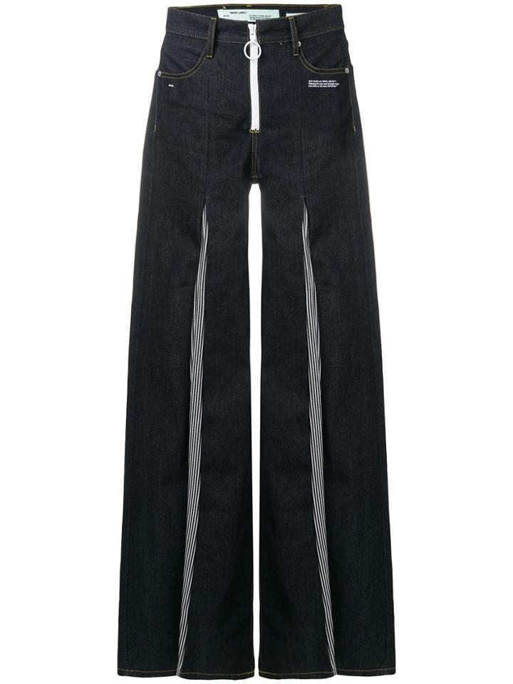 Off-white Contrast Flared Jeans - Blue