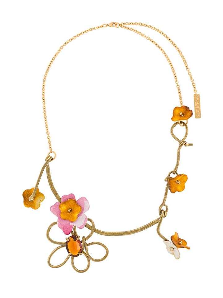 Marni Floral Applique Necklace - Metallic