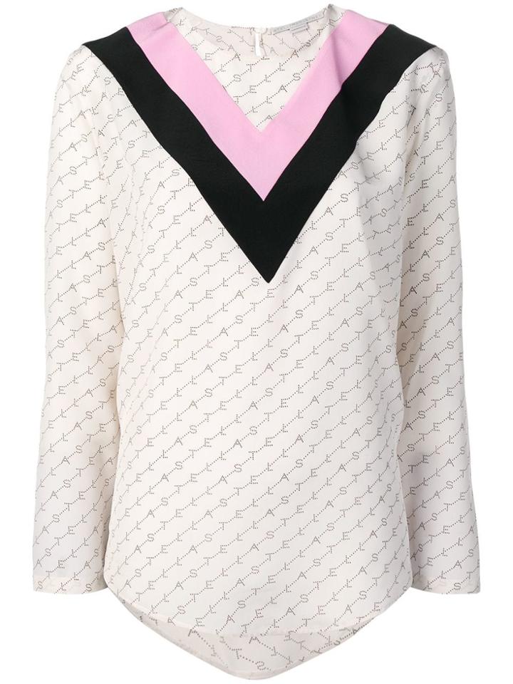 Stella Mccartney Chevron Monogram Print Blouse - Neutrals