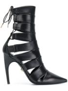 Versace Pointed Lace-up Boots - Black