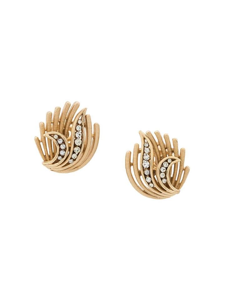 Susan Caplan Vintage 1960's Trifari Clip-on Earrings - Gold