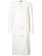 Maison Margiela Collarless Buttoned Coat, Women's, Size: 38, White, Viscose/cashmere
