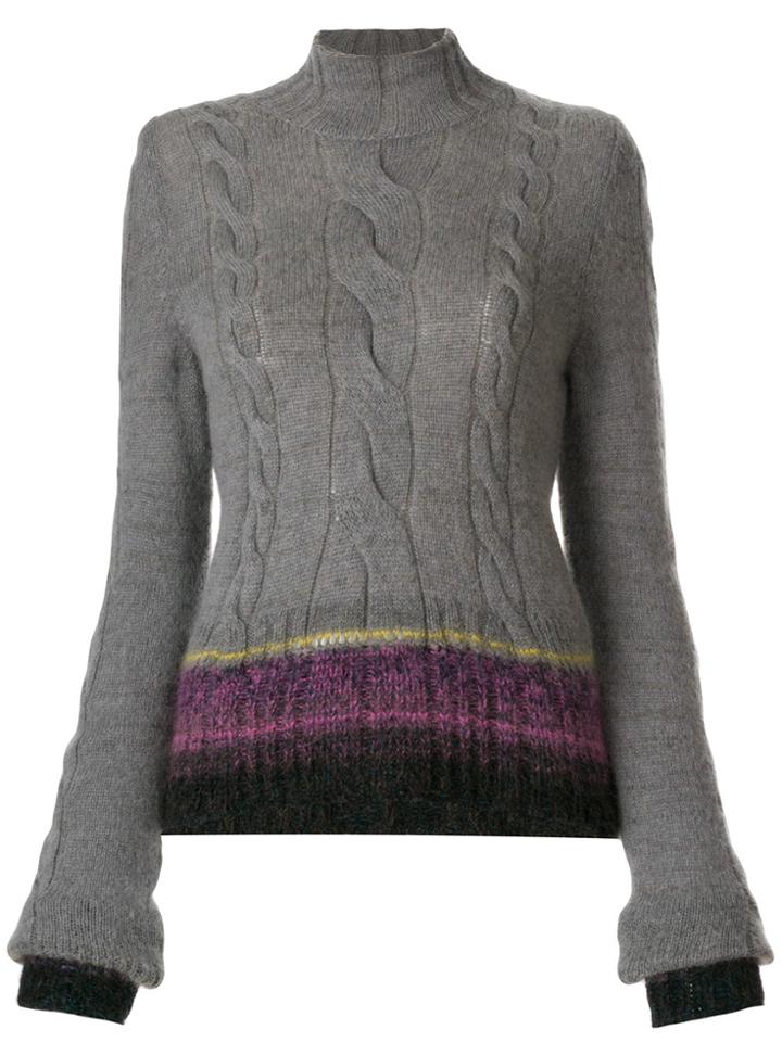 A.f.vandevorst Striped Hem Cable Knit Jumper - Grey