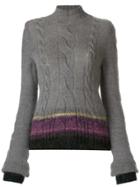 A.f.vandevorst Striped Hem Cable Knit Jumper - Grey