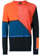 Ps Paul Smith Panelled Knitted Jumper - Blue