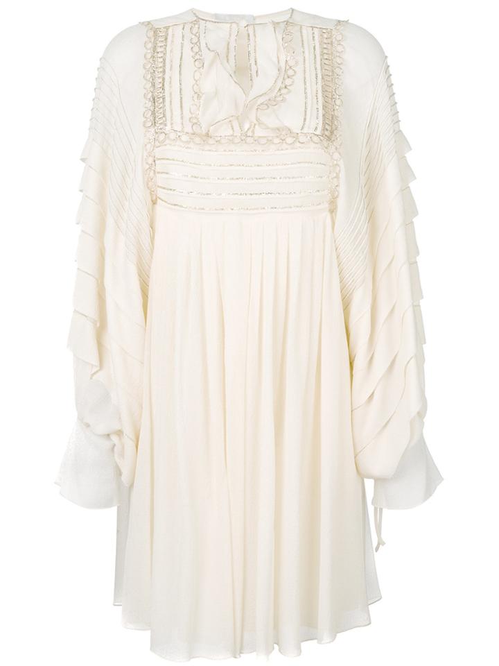 Chloé Frilled Peasant Dress - Nude & Neutrals